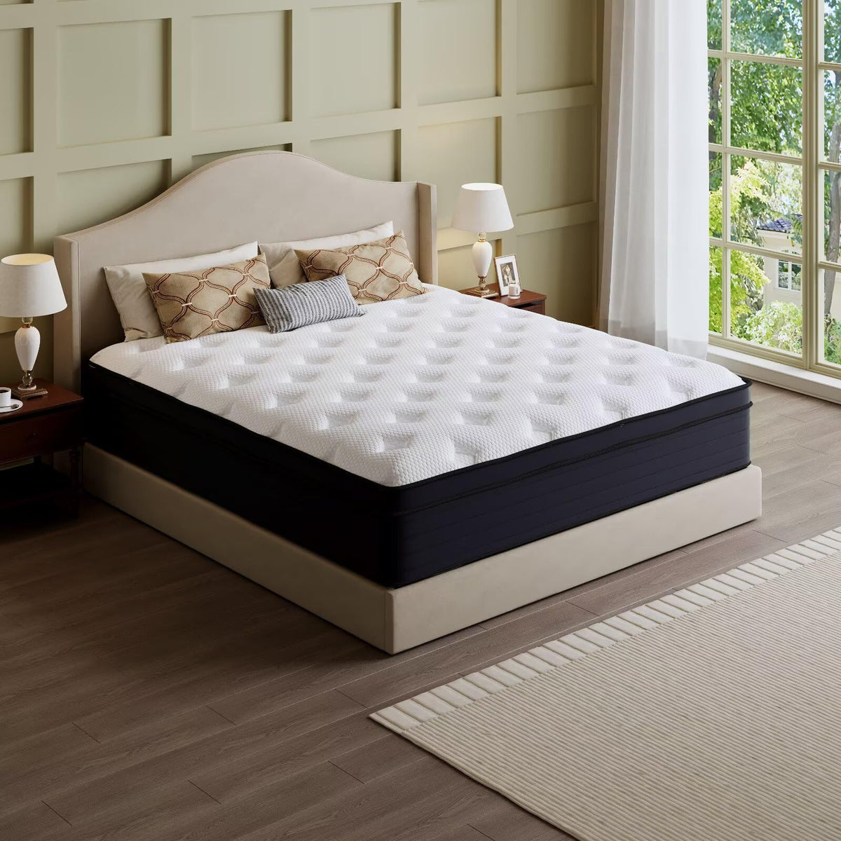 Queen Mattress, 14 Inch Hybrid Memory Foam Mattress in a Box, Cooling Gel for Pressure Relief & Back Pain Support, CertiPUR-US Certified, Medium Firm Bed, Breathable Comfort Sleep