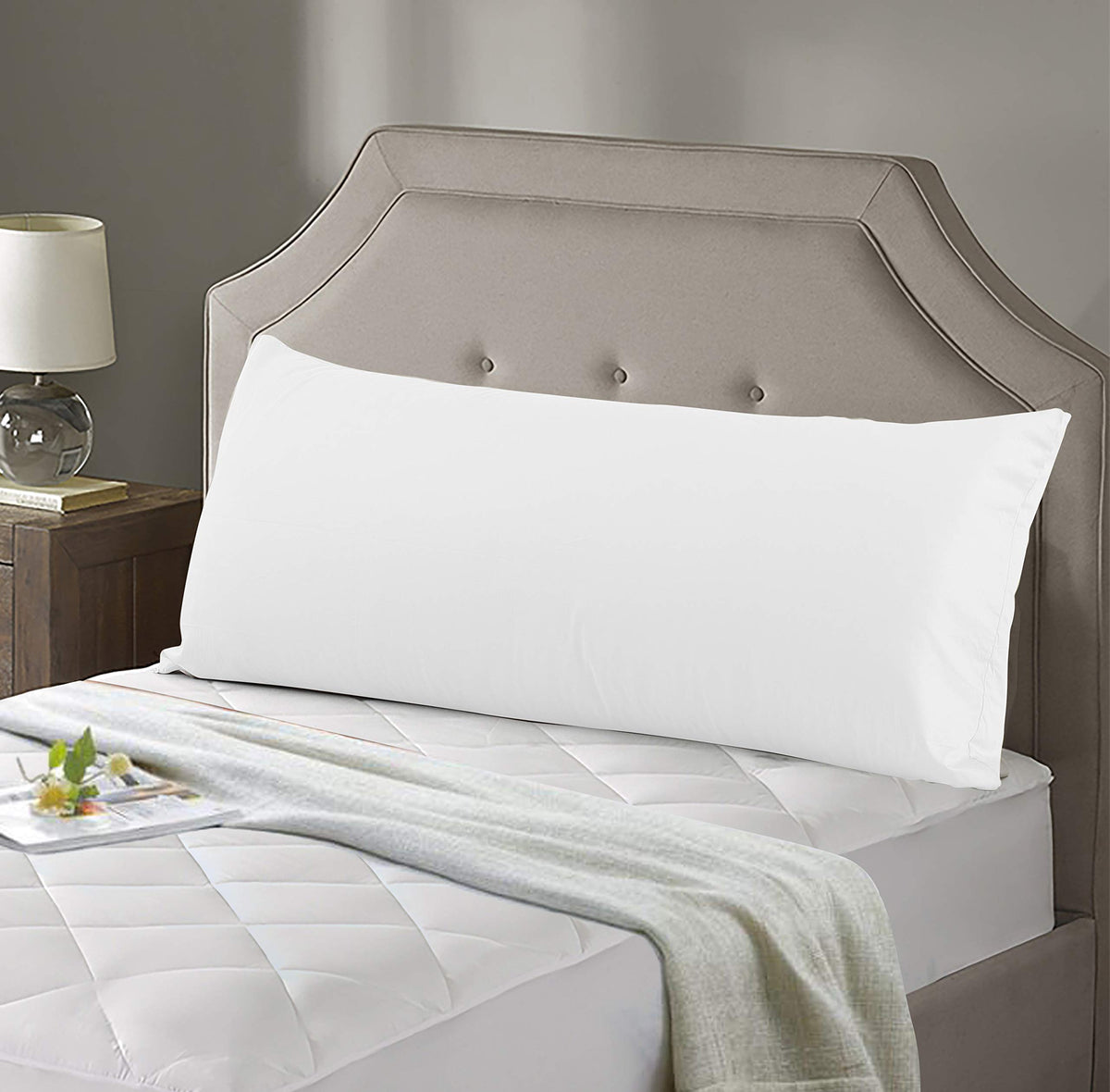 EVOLIVE 100% Cotton Body Pillow Cover 21"x54", 300TC, Hidden Zipper (Taupe)