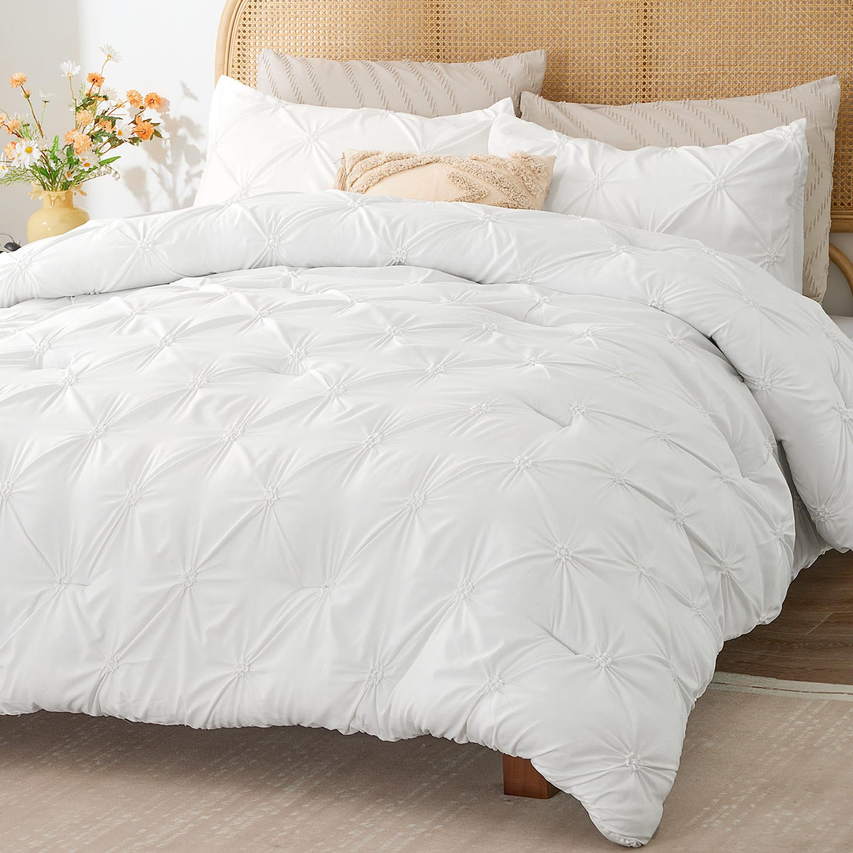 BEDELITE King Comforter Set Striped-Blush Pink,Fluffy & Soft Comforter