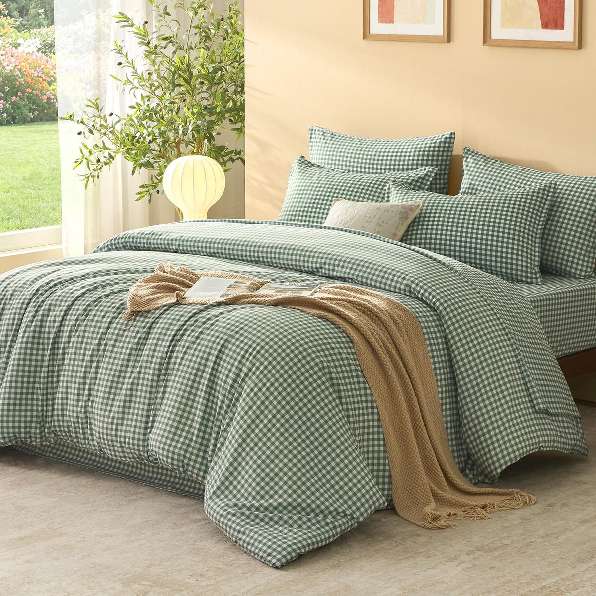 Litanika King Size Comforter Set 7 Pieces Cornflower Blue Gingham