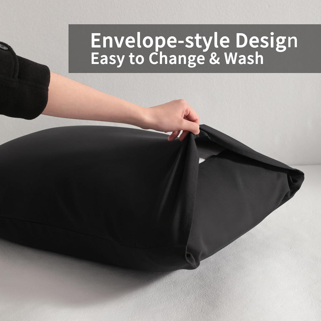 Microfiber King Pillowcases, 2 Pack, 20x36 Inch, Black