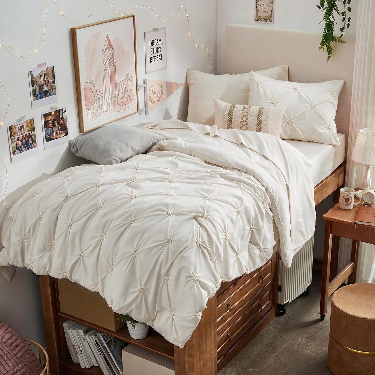 BEDELITE King Comforter Set Striped-Blush Pink,Fluffy & Soft Comforter