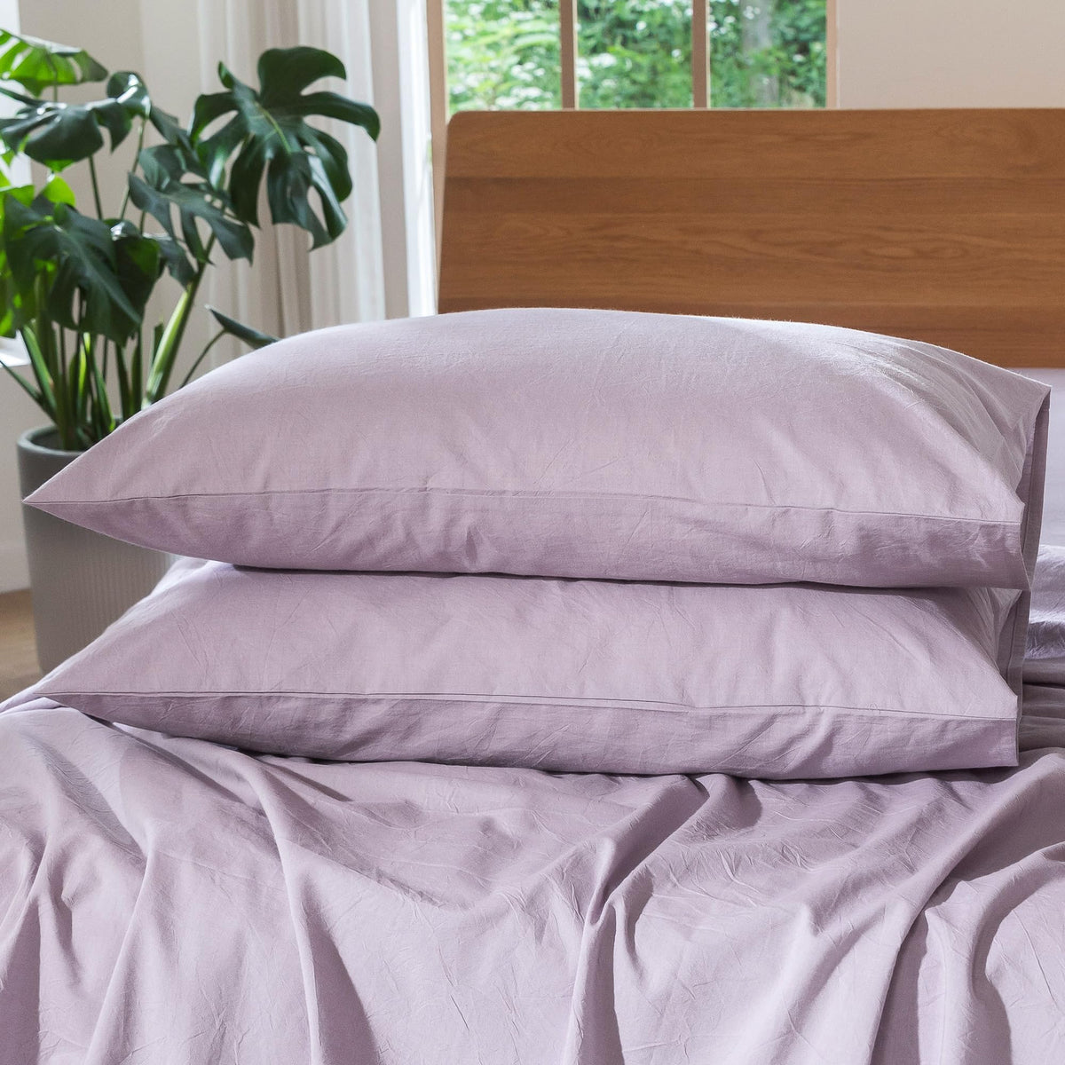 MOOMEE Pillowcase Set of 2 100% Washed Cotton Linen-Like King