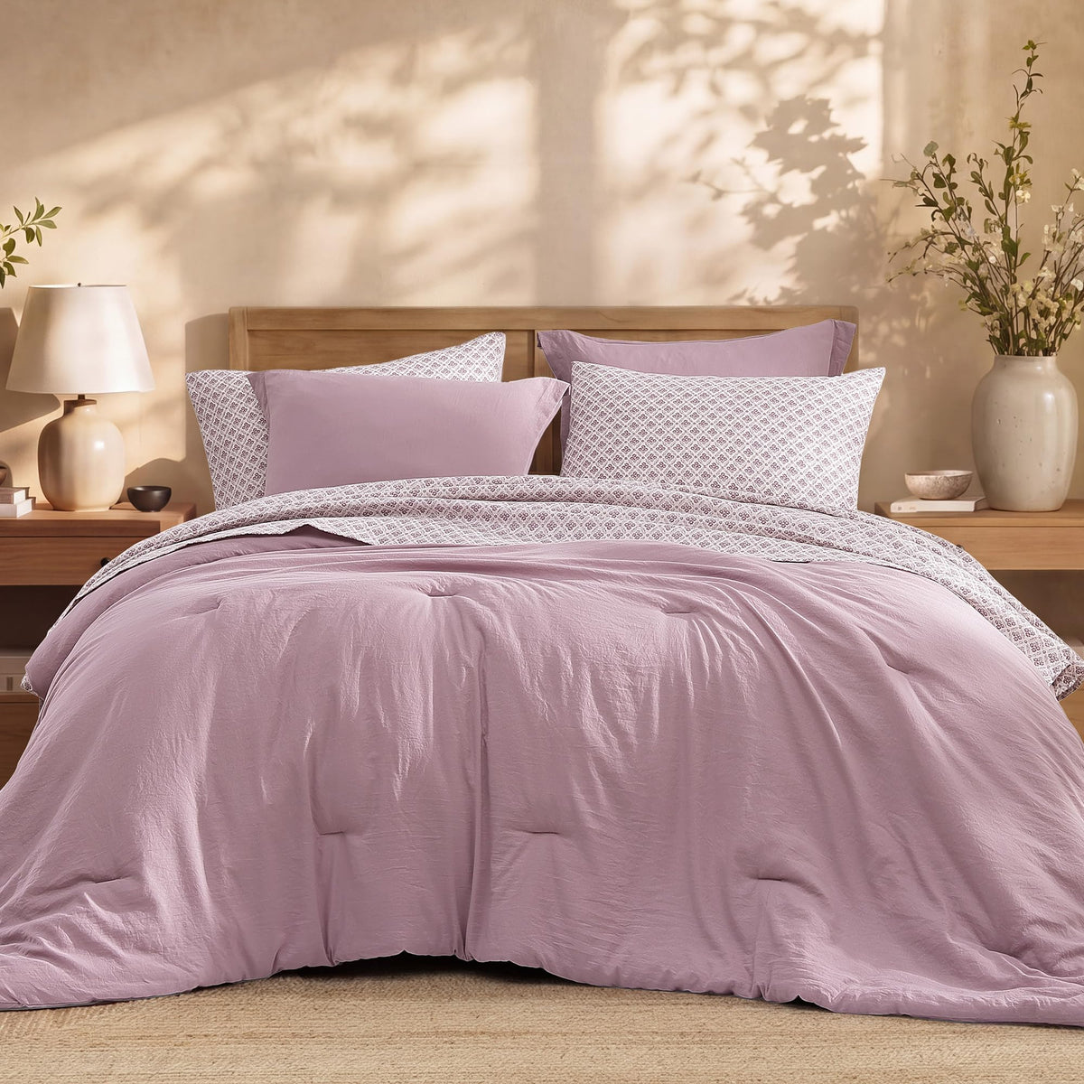 Queen Comforter Set with Sheets-7 Pieces Soft Recycled Bed in a Bag Bedding