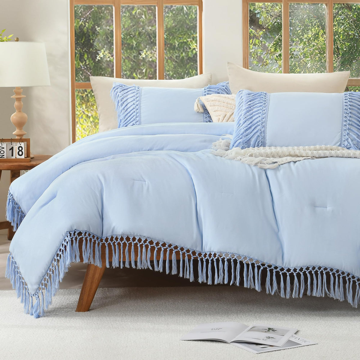 Andency Terracotta Comforter Set Full, 3 Pieces Boho Tassel Bedding