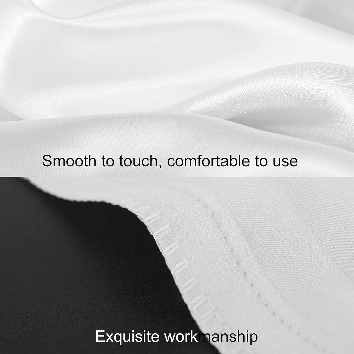 BEDSUM Standard Silk Satin Pillowcases - 2-Pack, 20x26, White