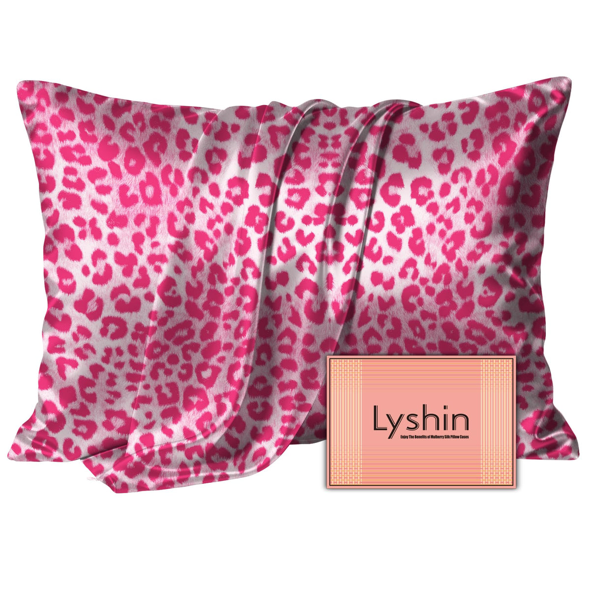 LYSHIN Silk Pillow Cases 2 Pack Standard Size with Zipper, Champagne