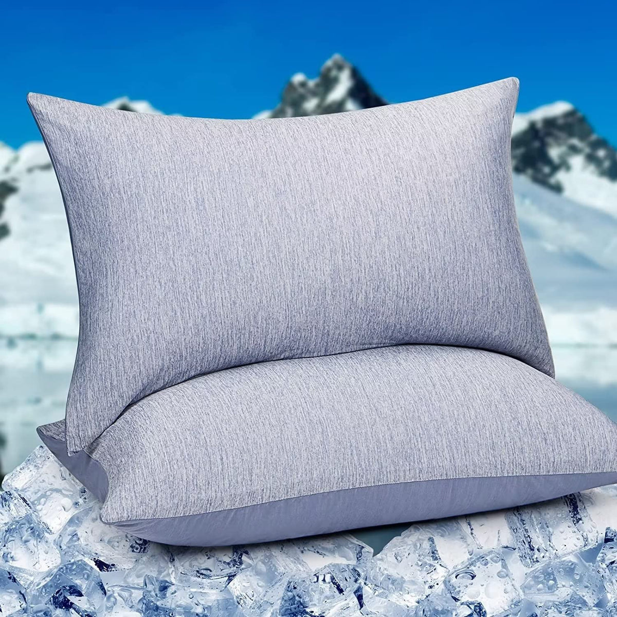 HOMFINE Cooling Pillowcases for Hot Sleepers King Size Set of 2, Grey