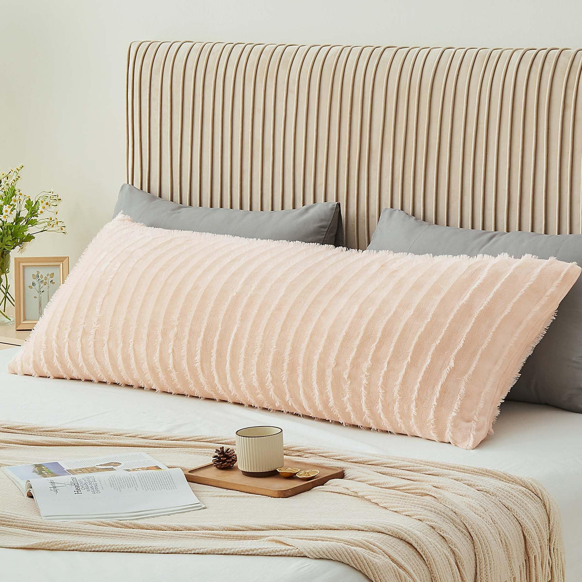 BEDELITE Body Pillow Cover with Zipper, Gray, 20x54 Inch, 1 Pack