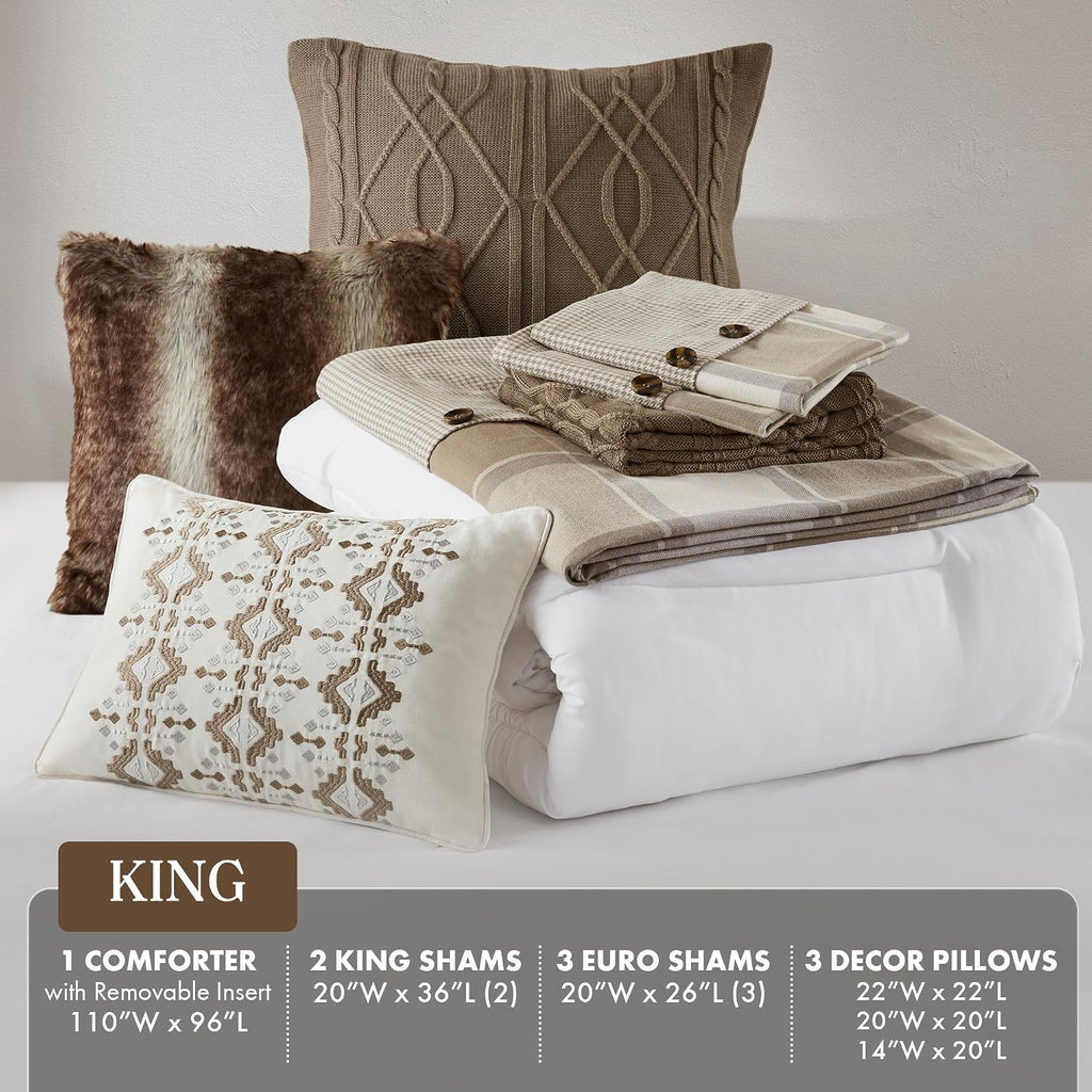Madison Park Signature Cotton Comforter Set Oversized King Neutral 8PC