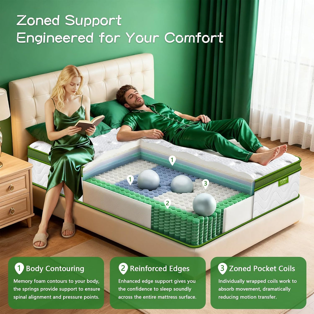 Queen Mattress 12 Inch, Queen Size Mattress with Individually Pocket Spring