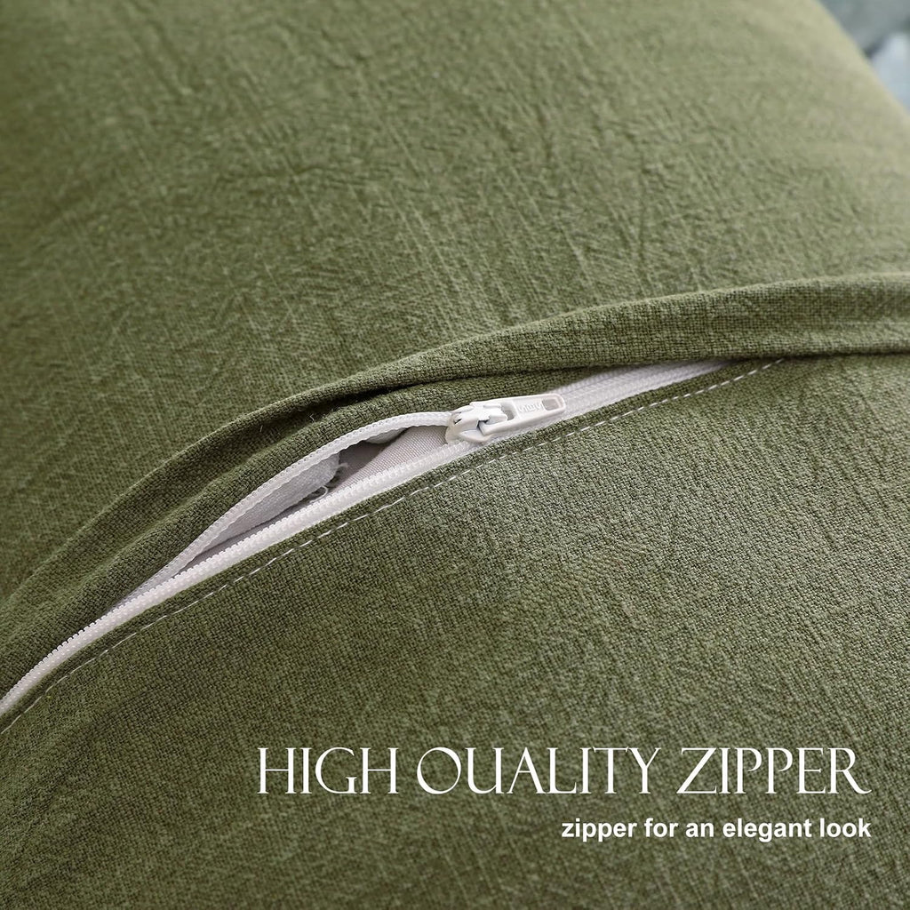 patdrea Vintage Green Linen Throw Pillow Covers,Set of 2,18"x18"-Kubum