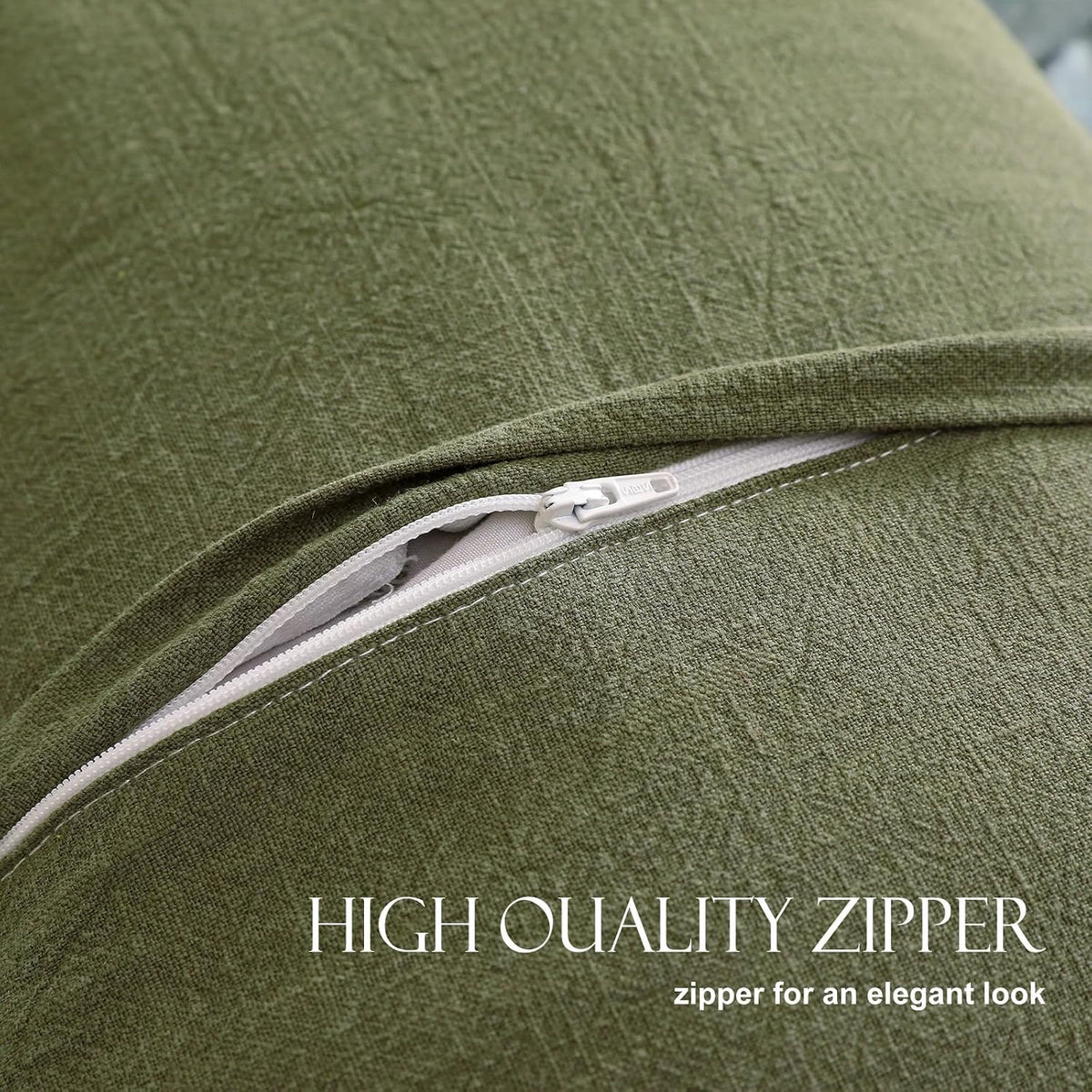 patdrea Vintage Green Linen Throw Pillow Covers,Set of 2,18"x18"-Kubum