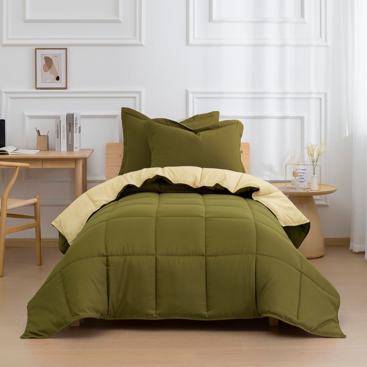 HIG 3pc Green Queen Size Bedding Comforter Set Duvet Insert Blanket