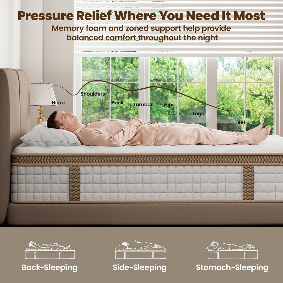 Queen Mattress 12 Inch, Cooling Queen Hybrid Mattress in a Box, Medium Firm