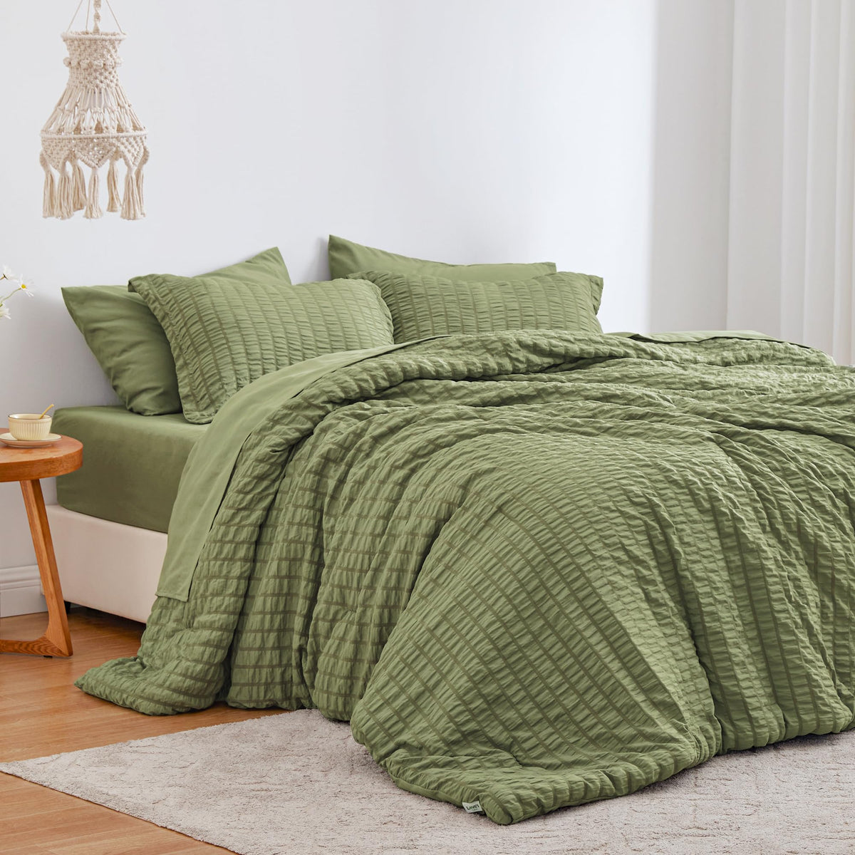 Love's cabin Seersucker Pink Twin Comforter Set