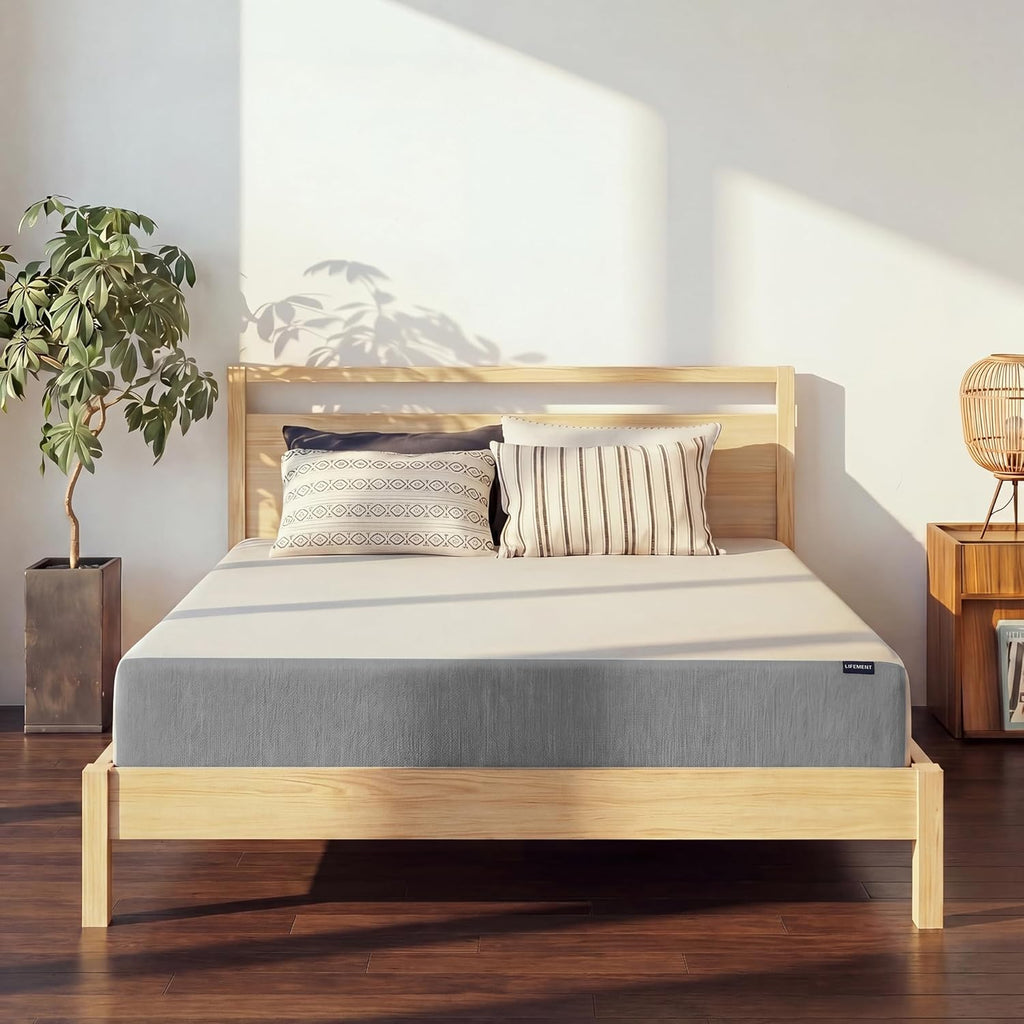 LIFEMENT Twin Mattress, 8 Inch Twin Memory Foam Mattress, Basic Graphite Cooling Mattress in a Box, Pressure Relief with Medium Firm Support, CertiPUR-US Certified, 75''L x 39''W