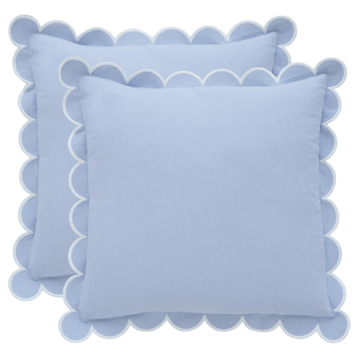 BEBE BASK Scalloped Pillow Cover Set of 2, 18x18, Cotton - Natural