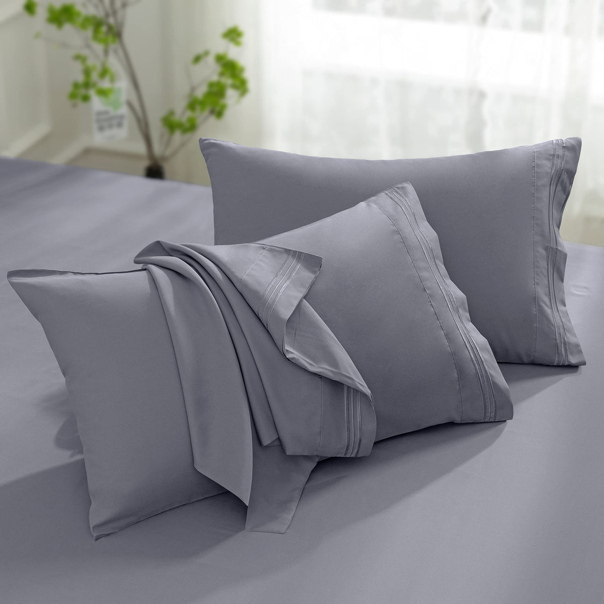 Aormenzy Microfiber Pillow Cases, Standard Size, Burnt Orange, Set of 2