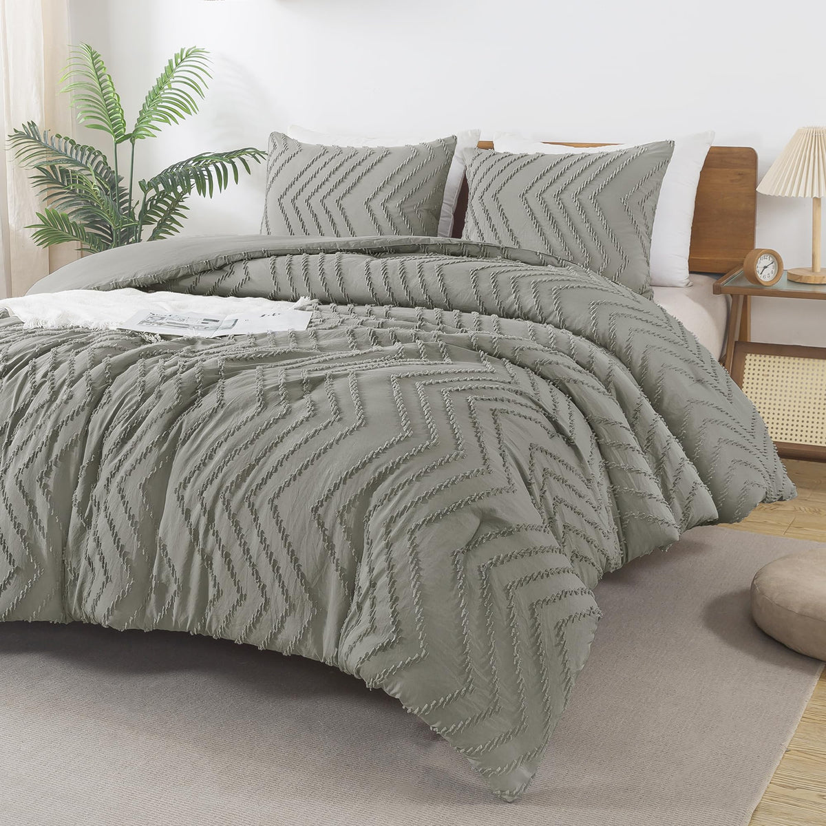 Andency Queen Comforter Set Beige, 3 Pieces Comforters Queen Size Bed Set