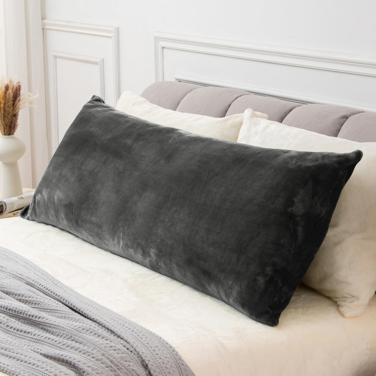BEDELITE Body Pillow Cover with Zipper, Gray, 20x54 Inch, 1 Pack