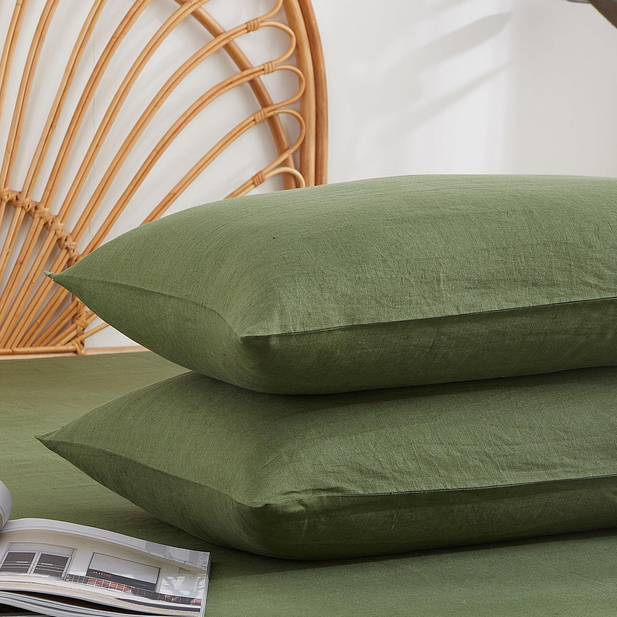 100% French Linen Pillowcase Set of 2, Natural Pure Linen Pillow Covers