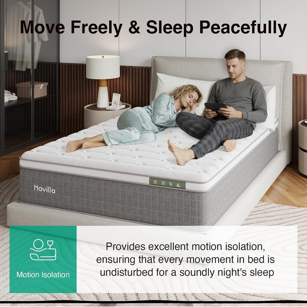Novilla 14 Inch King Mattress,King Size Gel Memory Foam Hybrid Mattress