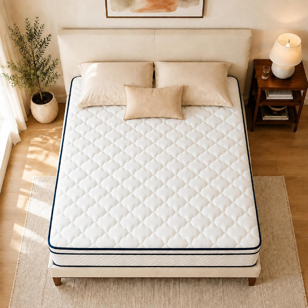 12 Inch Queen Size Mattress, Hybrid Mattress in a Box, Memory Foam Mattress&Pocket Springs, Medium Plush, Pressure Relief & Motion Isolation, CertiPUR US Certified