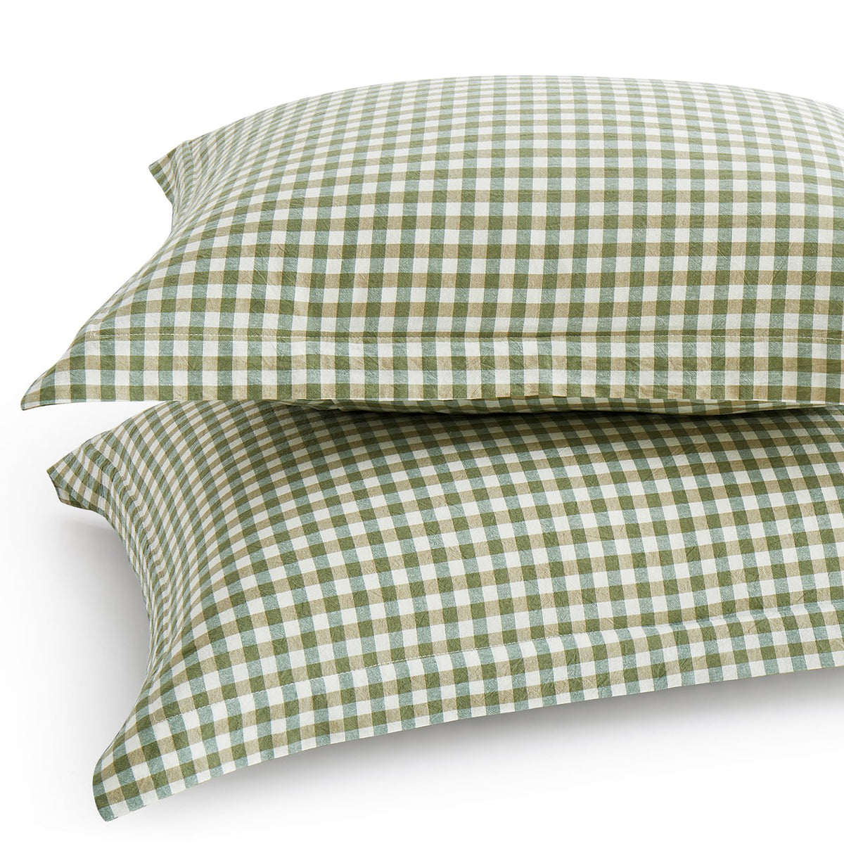 Sage Green Plaid Gingham Pillowcases, 20x26 Inches, Set of 2
