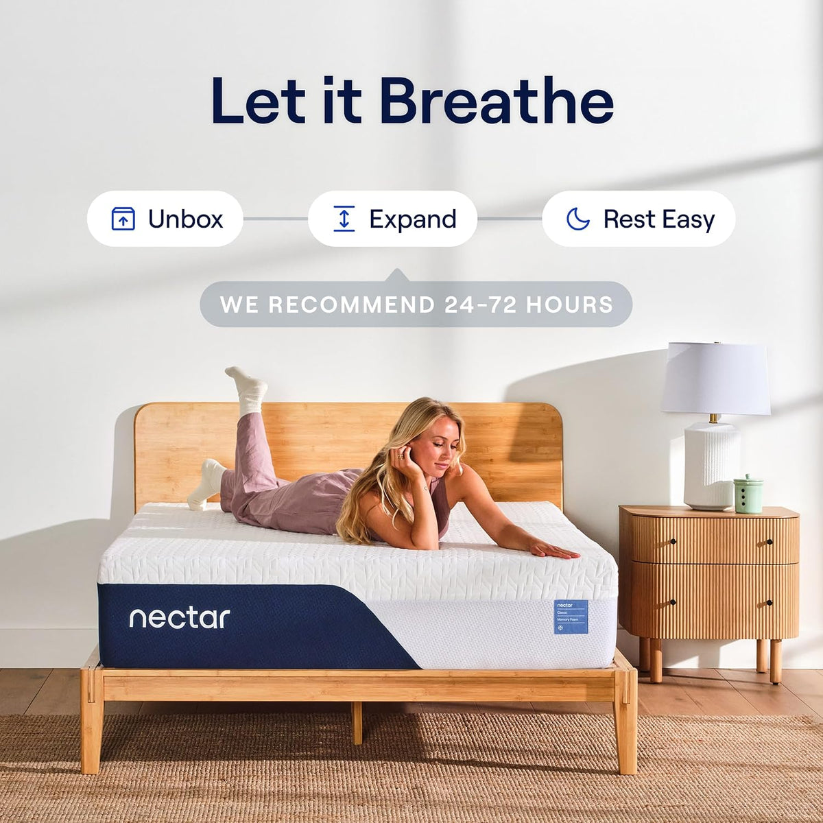 Nectar Luxe 14” Memory Foam Mattress, Cal King, Medium Feel, 1-Year Trial
