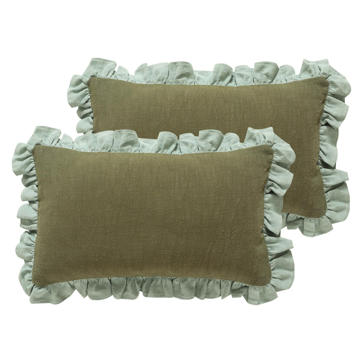 patdrea Vintage Green Linen Throw Pillow Covers,Set of 2,18"x18"-Kubum