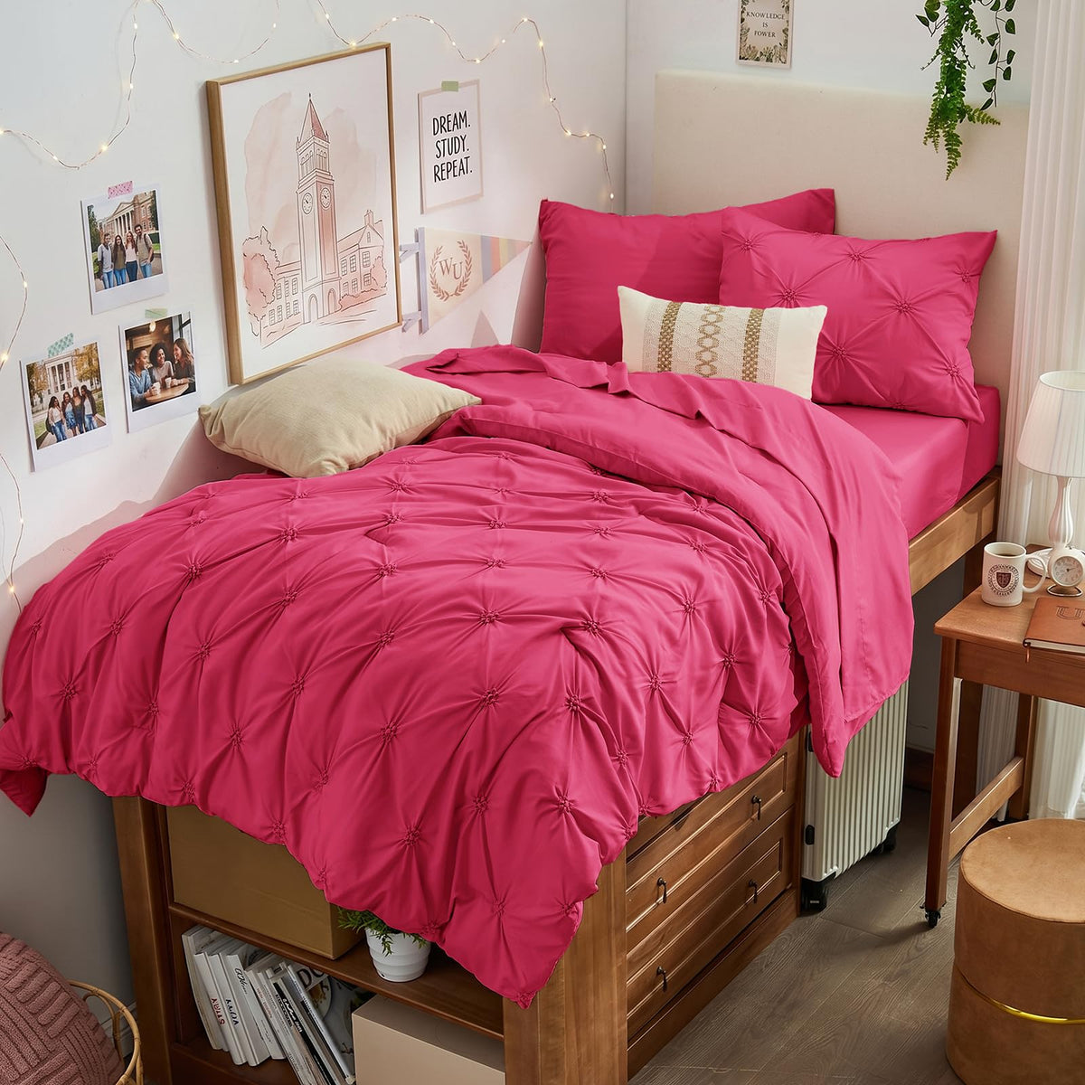 BEDELITE King Comforter Set Striped-Blush Pink,Fluffy & Soft Comforter