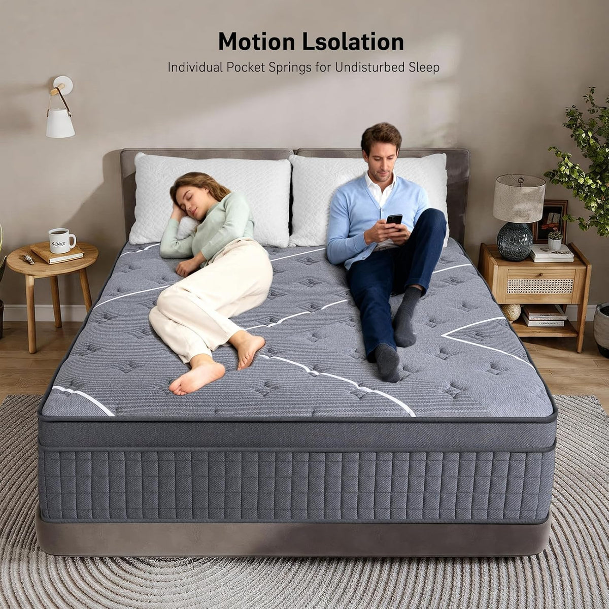 Queen Mattress 10 Inch, Luxury Hotel-Level Hybrid Mattress in a Box, Cooling Gel Memory Foam & Upgraded Pocket Springs, Enhanced Back & Lumbar Hip Support, Back Pain Relief,Medium Firm,365-Night Trial