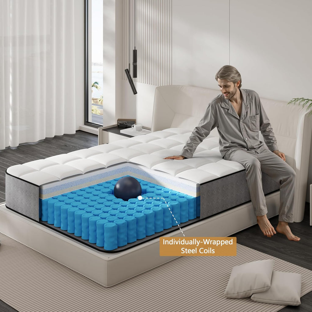 LETMOON Twin Mattress, 8 inch Twin Size Hybrid Mattress in a Box, Luxury Cooling Gel Memory Foam Mattress with Pocket Springs, Hotel-Grade Comfort, Twin Bed Mattress for Pressure Relief, Medium Frim