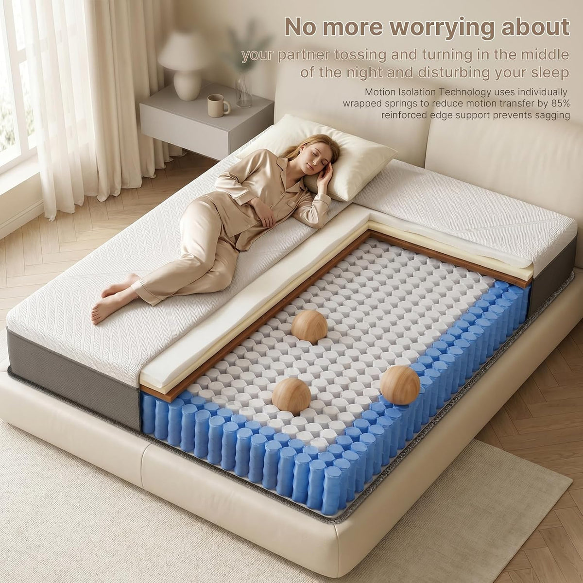 Queen 10 Inch Hybrid Mattress in a Box, Medium-Firm, Memory Foam with Individually Pocketed Coils, Zoned Support, Motion Isolation, CertiPUR-US Certified