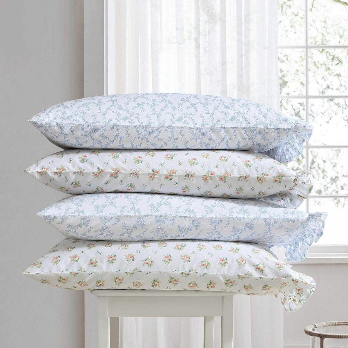 Laura Ashley - Standard Size Cotton Percale Pillowcase Set, 2 Pack