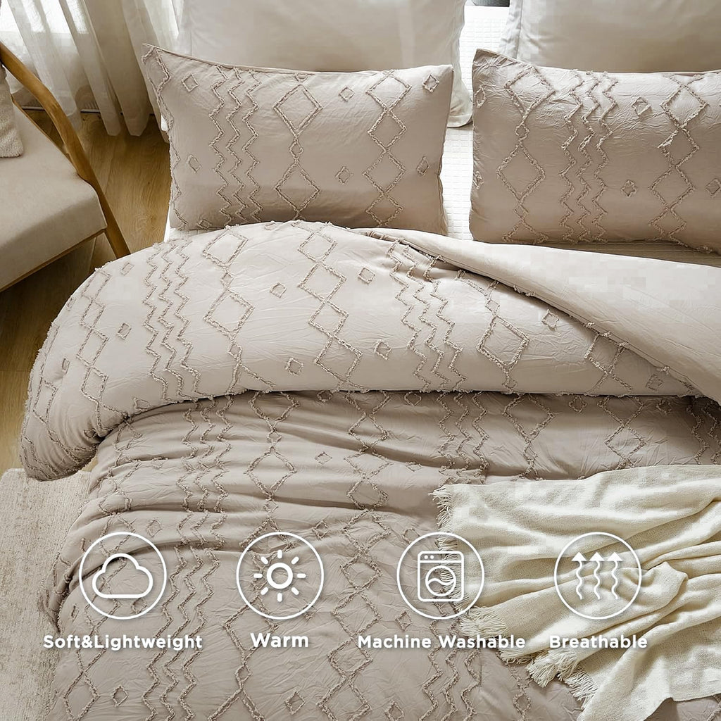 Andency King Size Comforter Set Khaki, 3 Pieces Bedding