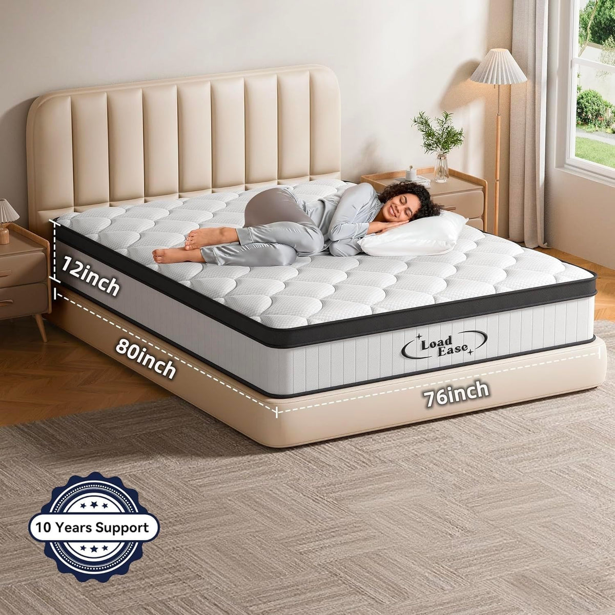 King Size Mattress,12 Inch King Mattress in a Box for Back Pain Relief, Upgrade Memory Foam and Pocket Coils Spring, Medium Firm, Excellent Motion Isolation, Edge Support, 80x76x12