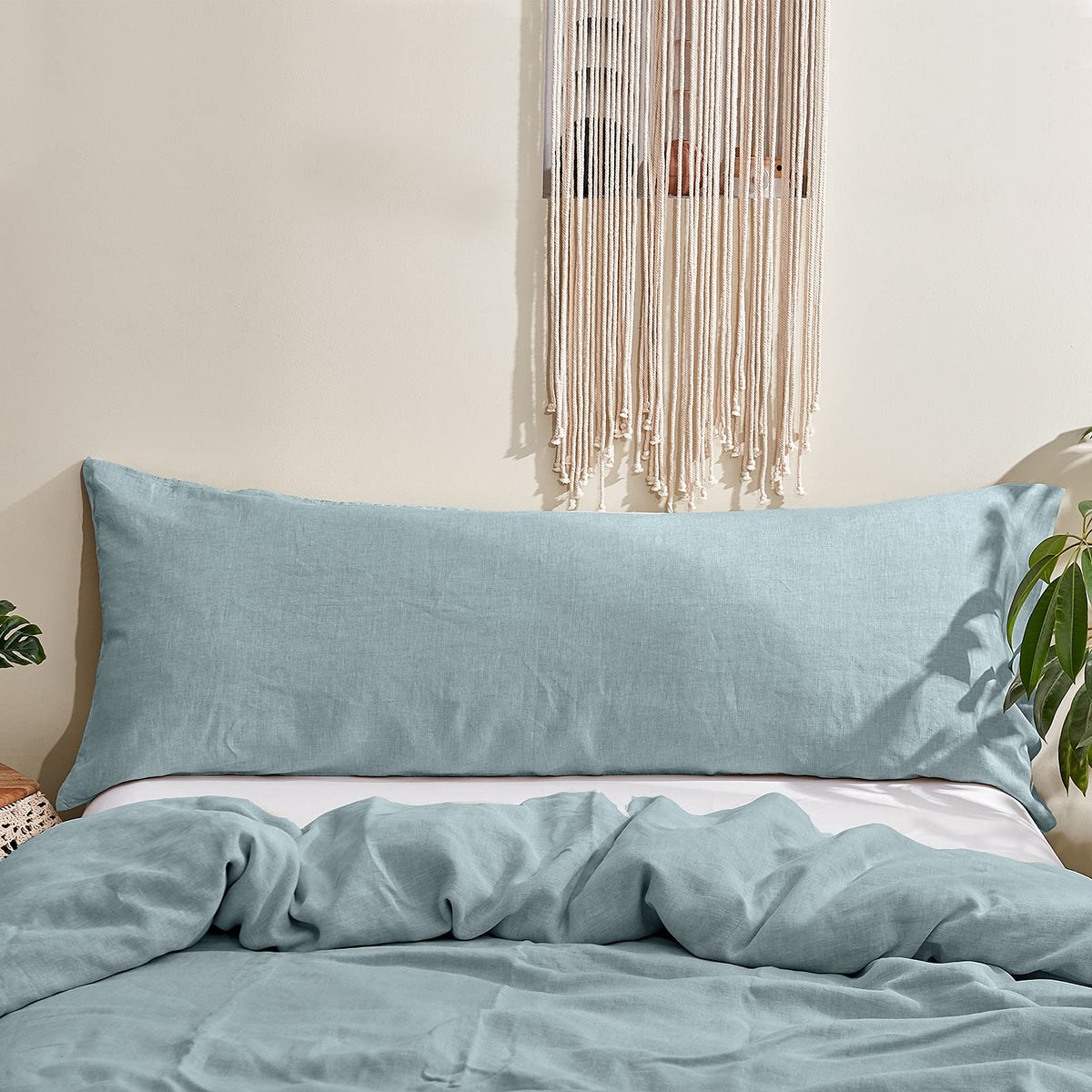 Simple&Opulence Body Pillow Cover 20" x 54",100% Pure Linen, Ultra Soft and Breathable, Body Pillowcase with Envelope Closure for Adults(Linen)