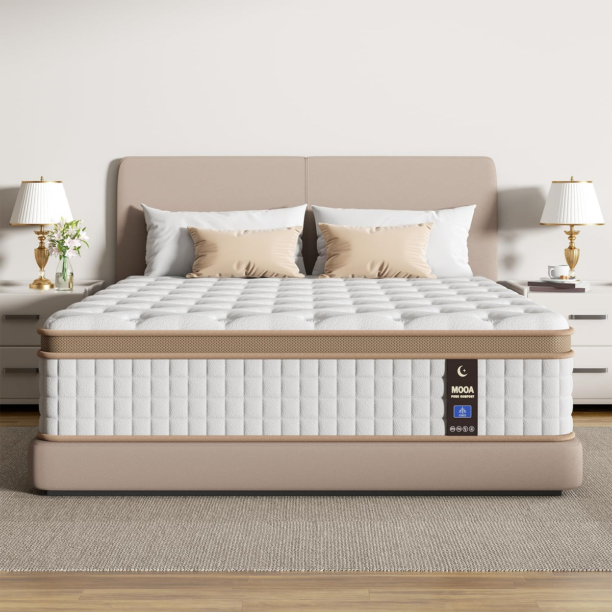 Queen Mattress 12 Inch, Cooling Queen Hybrid Mattress in a Box, Medium Firm