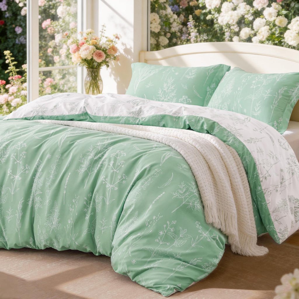 Love's cabin Floral Comforter Set Cute Bedding Full Reversible 3Pcs Pink