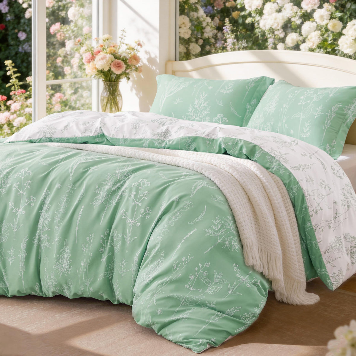Love's cabin Floral Comforter Set Cute Bedding Full Reversible 3Pcs Pink