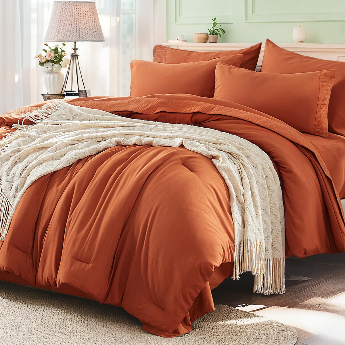 Anluoer Full Size Comforter Sets, 7 Piece Bed in a Bag Full Bedding Sets