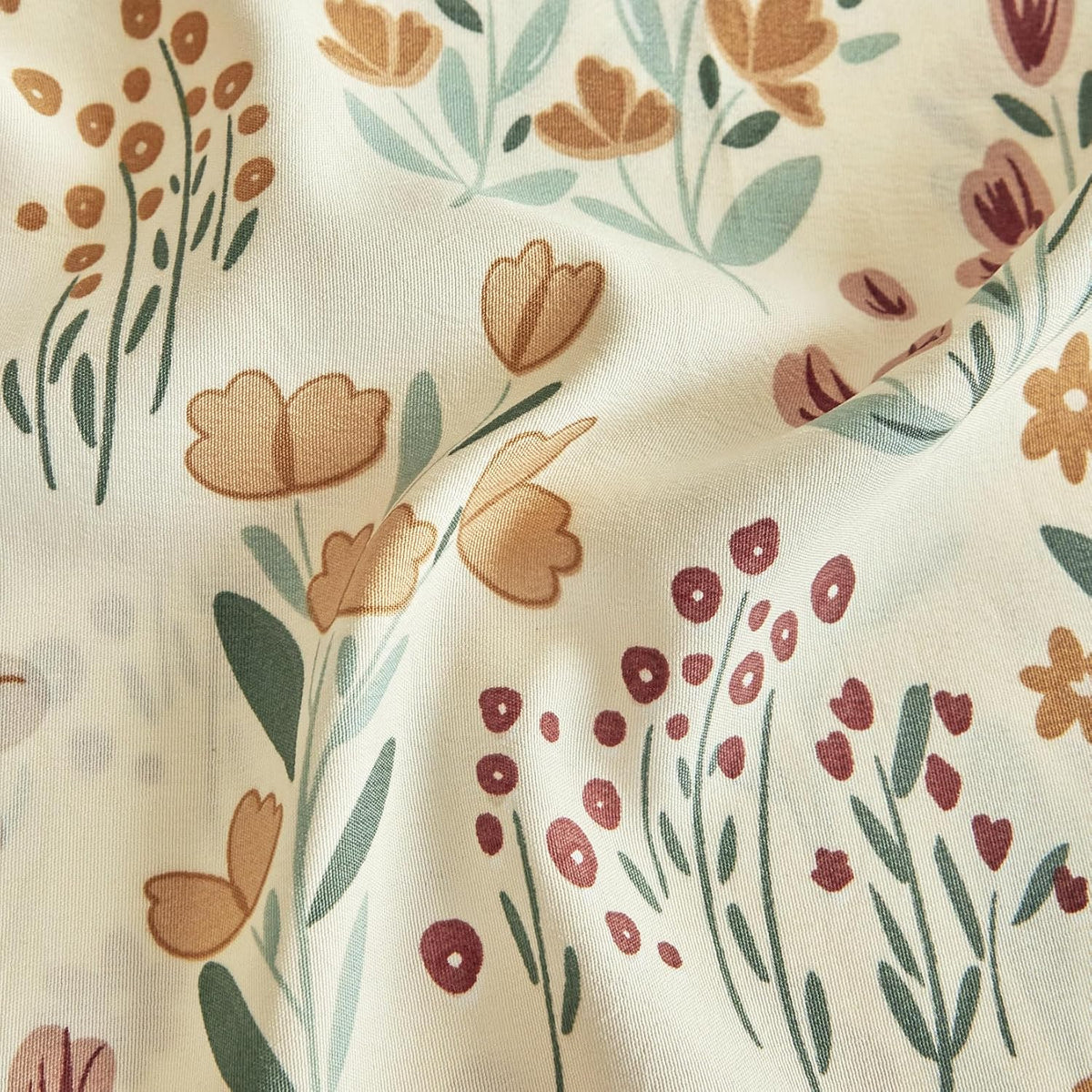 Wake In Cloud - Floral Pillow Cases, Botanical Flower Coquette Cottagecore Shabby Chic Aesthetic, Set of 2 Soft Pillowcases Pillow Shams Covers, Orange Cream, King Size 20x36 Inches