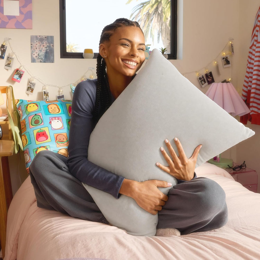 SquishPillow by Original Squishmallows Standard Pillowcase - Ultra Soft Light “Solid Slumber - Grey”