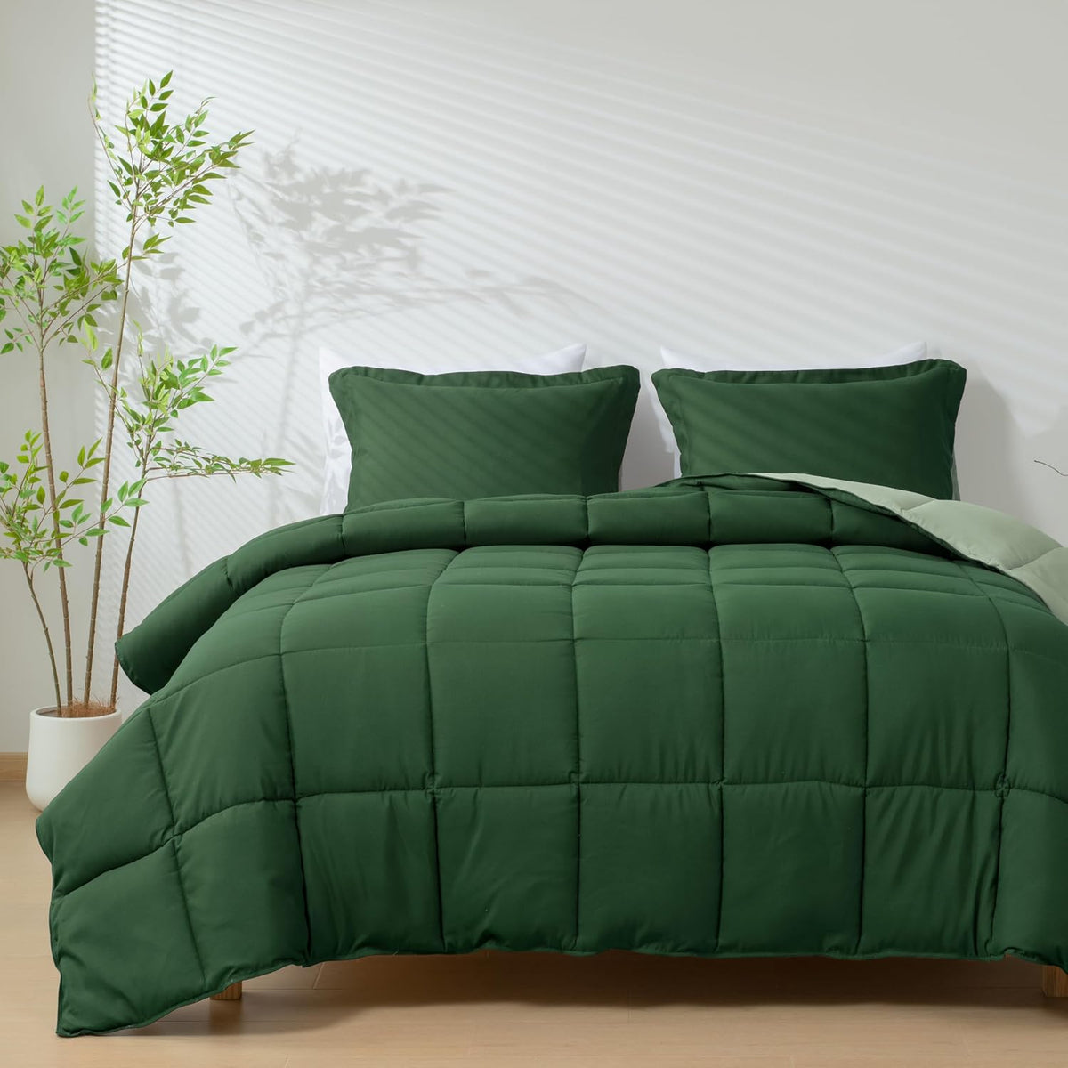 HIG 3pc Green Queen Size Bedding Comforter Set Duvet Insert Blanket