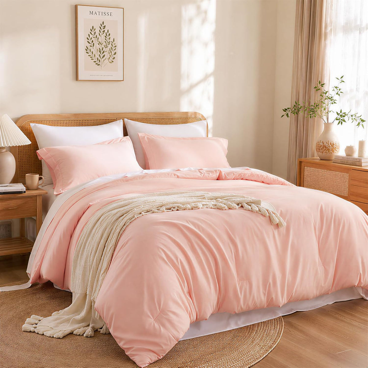 weigelia Pink Full Comforter Set with Sheets - 7 Pieces Bed in a Bag Full