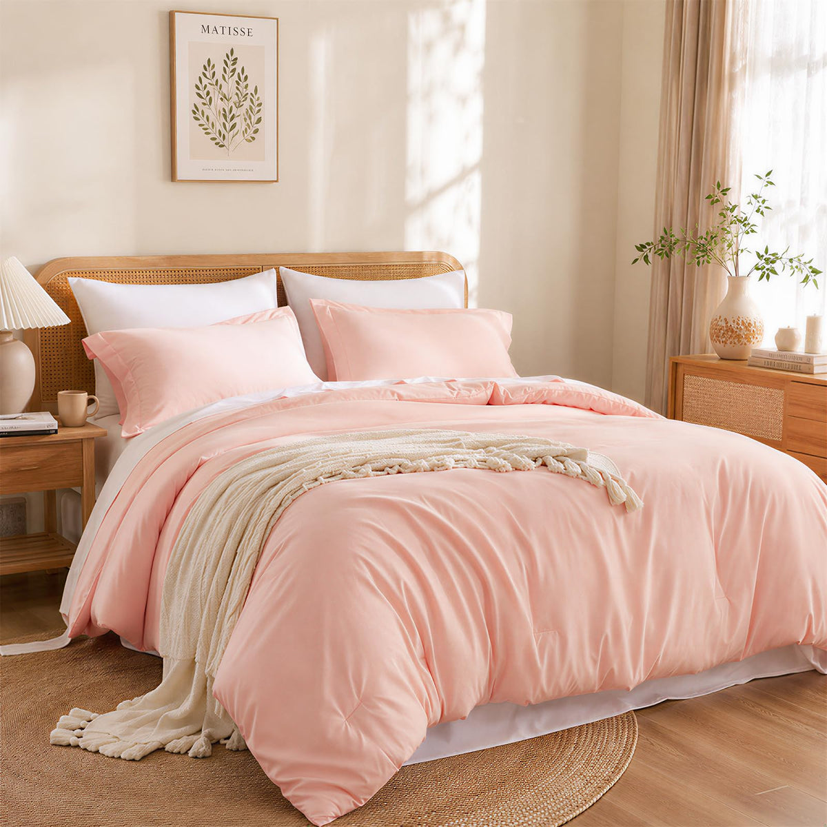 weigelia Pink Full Comforter Set with Sheets - 7 Pieces Bed in a Bag Full