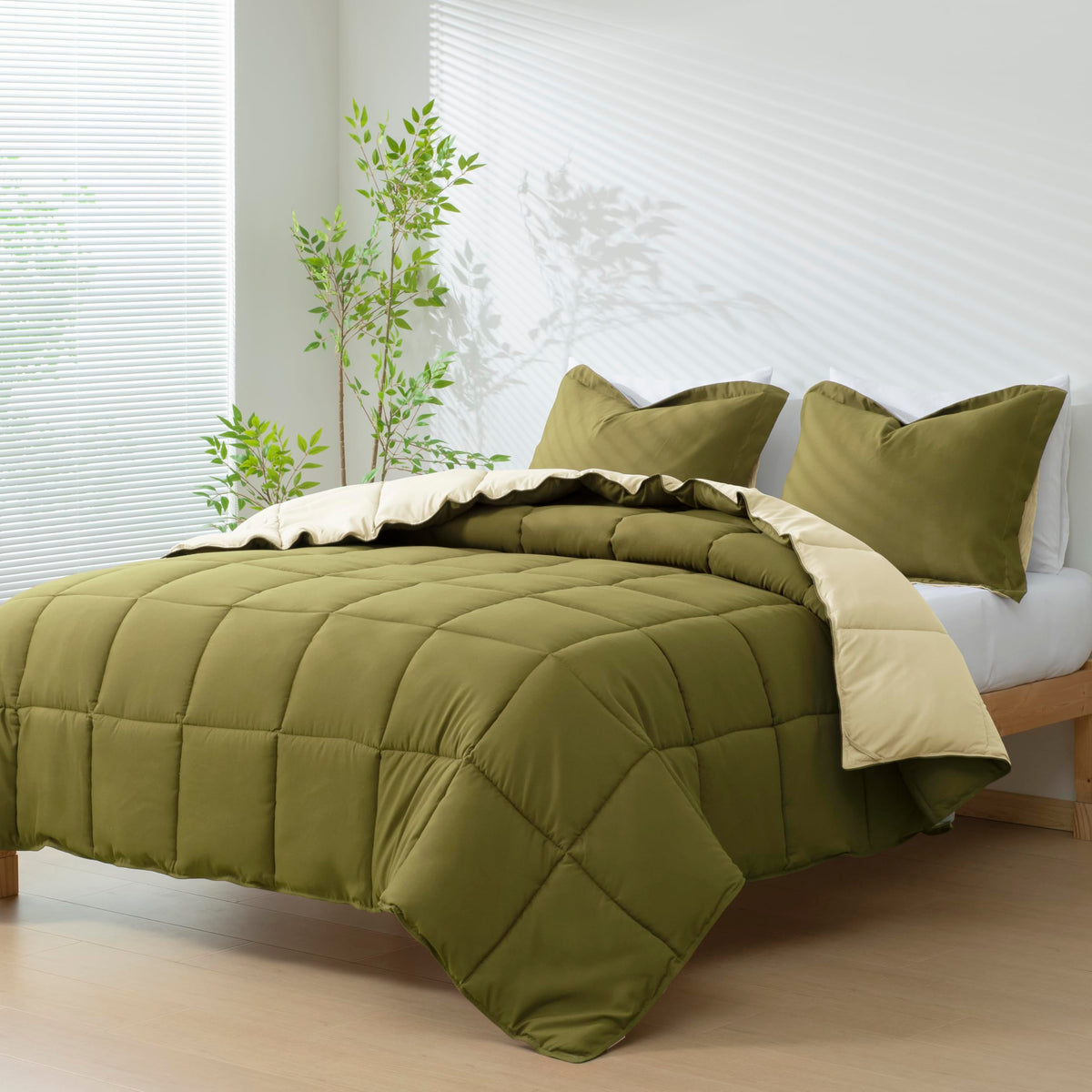 HIG 3pc Green Queen Size Bedding Comforter Set Duvet Insert Blanket