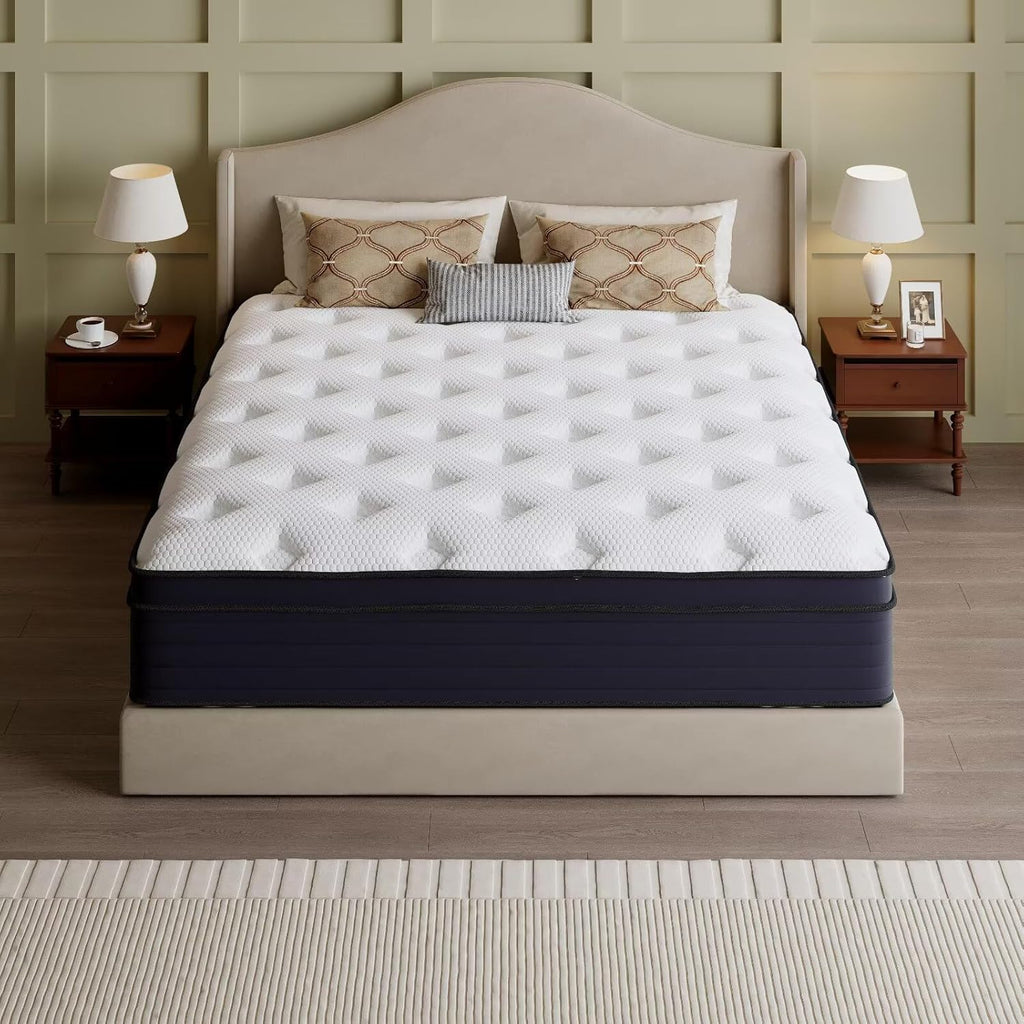 Queen Mattress, 14 Inch Hybrid Memory Foam Mattress in a Box, Cooling Gel for Pressure Relief & Back Pain Support, CertiPUR-US Certified, Medium Firm Bed, Breathable Comfort Sleep